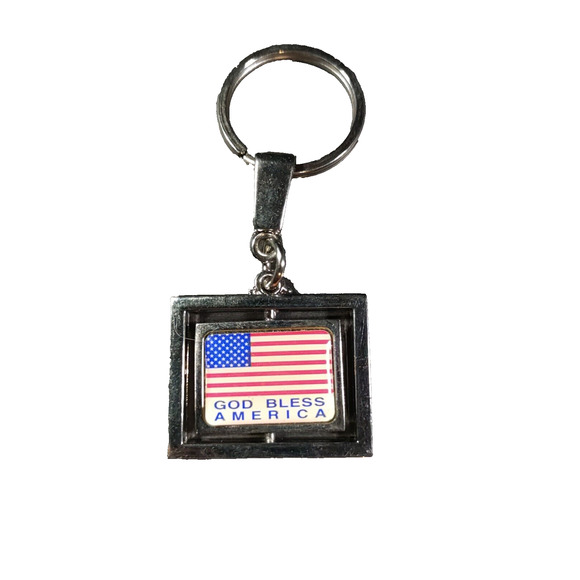 God Bless America Spinner Keychain U.S. Flag VA Western NY Healthcare System - Picture 1 of 5